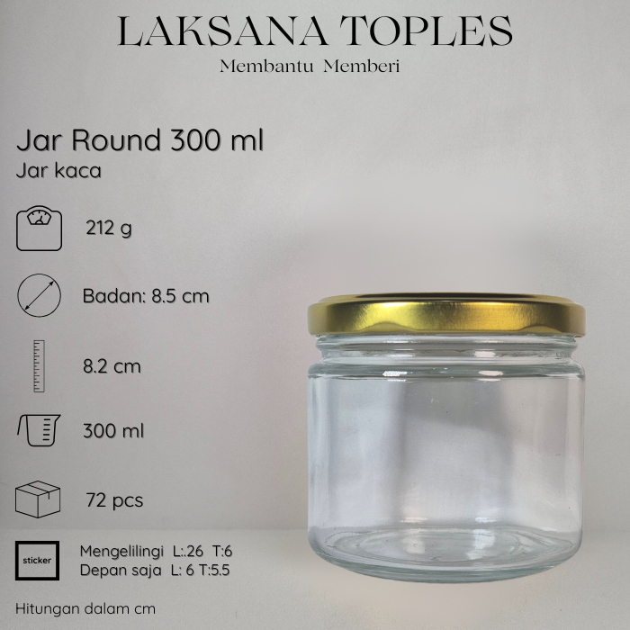 Jar Round - 300 ml / Jar Kaca 300ml botol silinder bumbu sambal madu selai