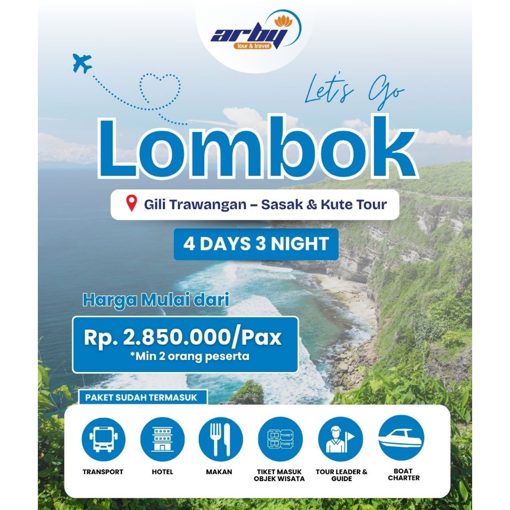 PAKET WISATA LOMBOK 4 HARI 3 MALAM