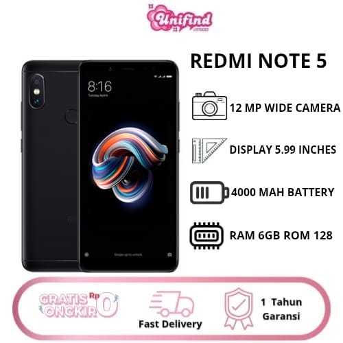 HP SMARTPHONE  REDMI NOTE 5 4G RAM 6/128GB FULLSET GARANSI 12 BULAN TERMURAH BISA COD