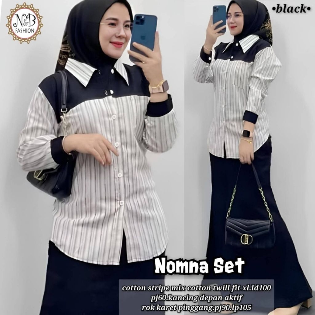 Setelan katun stripe mix katun twill Nomna  Kimca Setelan