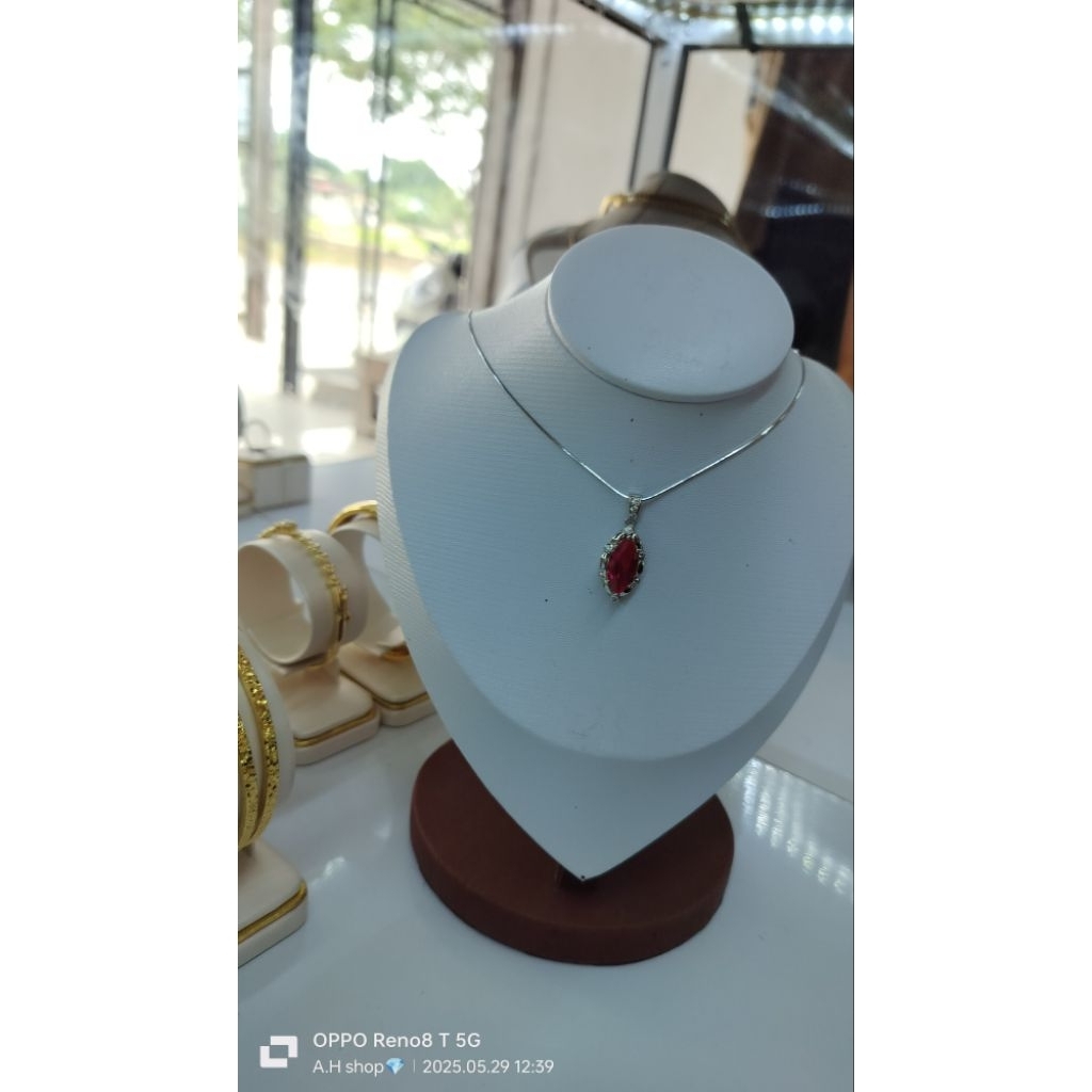 A.H jewellry: Kalung perak asli permata Ruby rantai Casandra perak S925 import