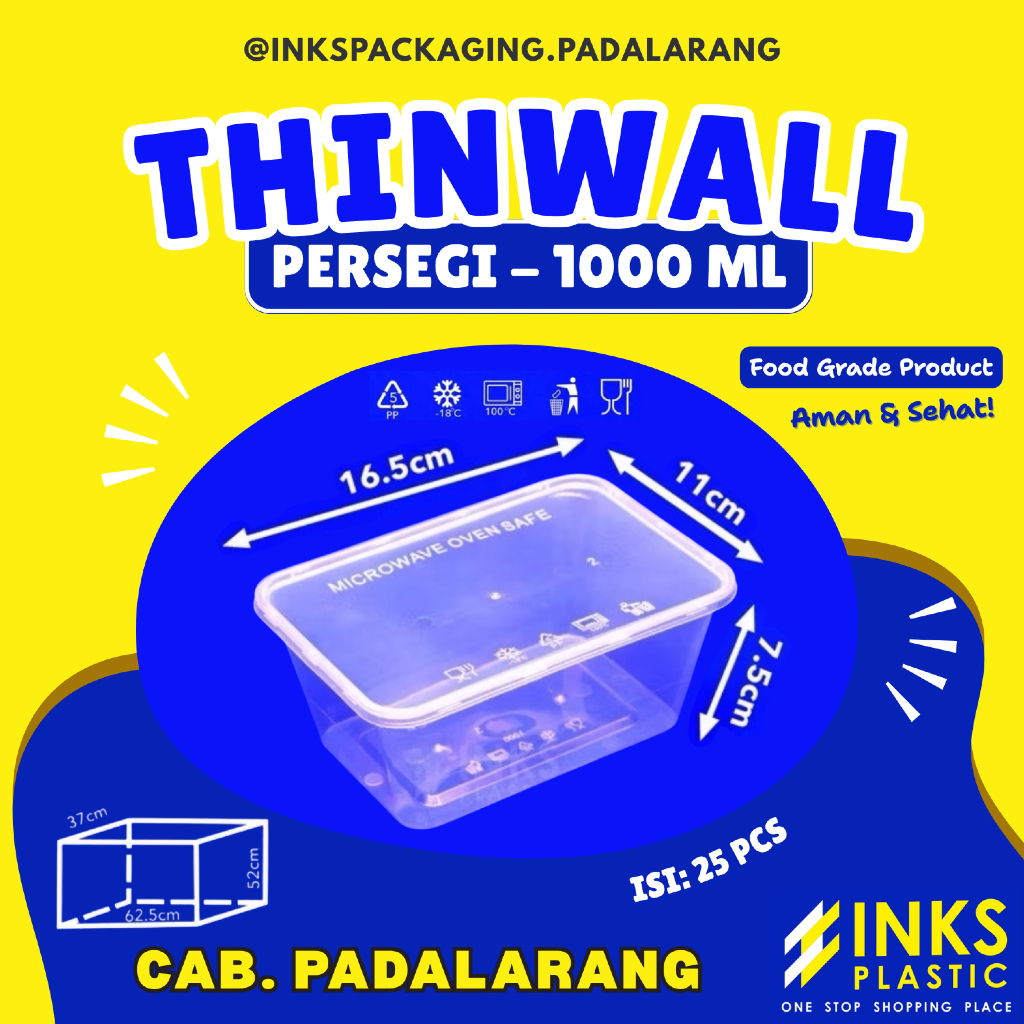 THINWALL PERSEGI PANJANG 1000 ML RECTANGLE 1000ML