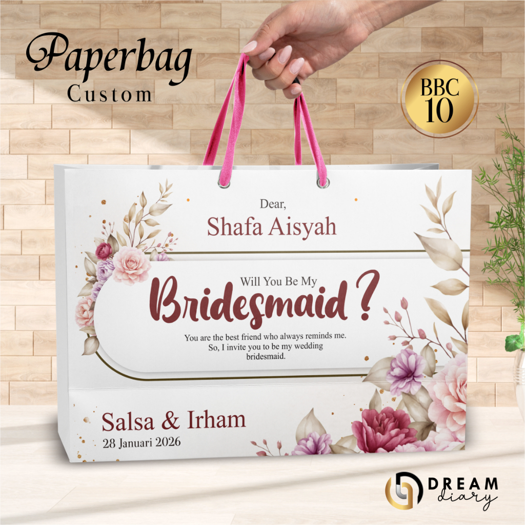 

PAPER BAG CUSTOM - PAPER BAG BRIDESMAID WEDDING SIMPLE ELEGANT - PAPERBAG BBC