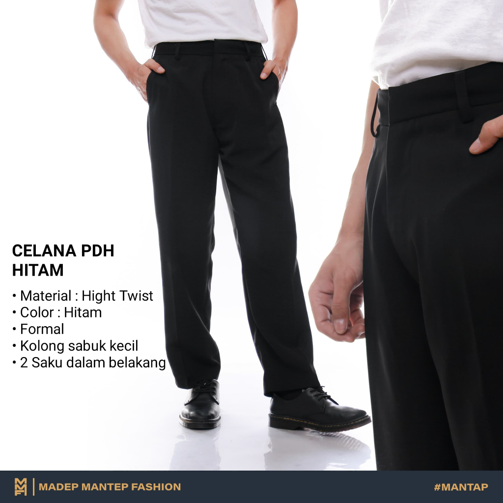 Celana PDH Hitam Celana Panjang Formal Bahan Celana PDH POLRI Kantor Hitam MMF