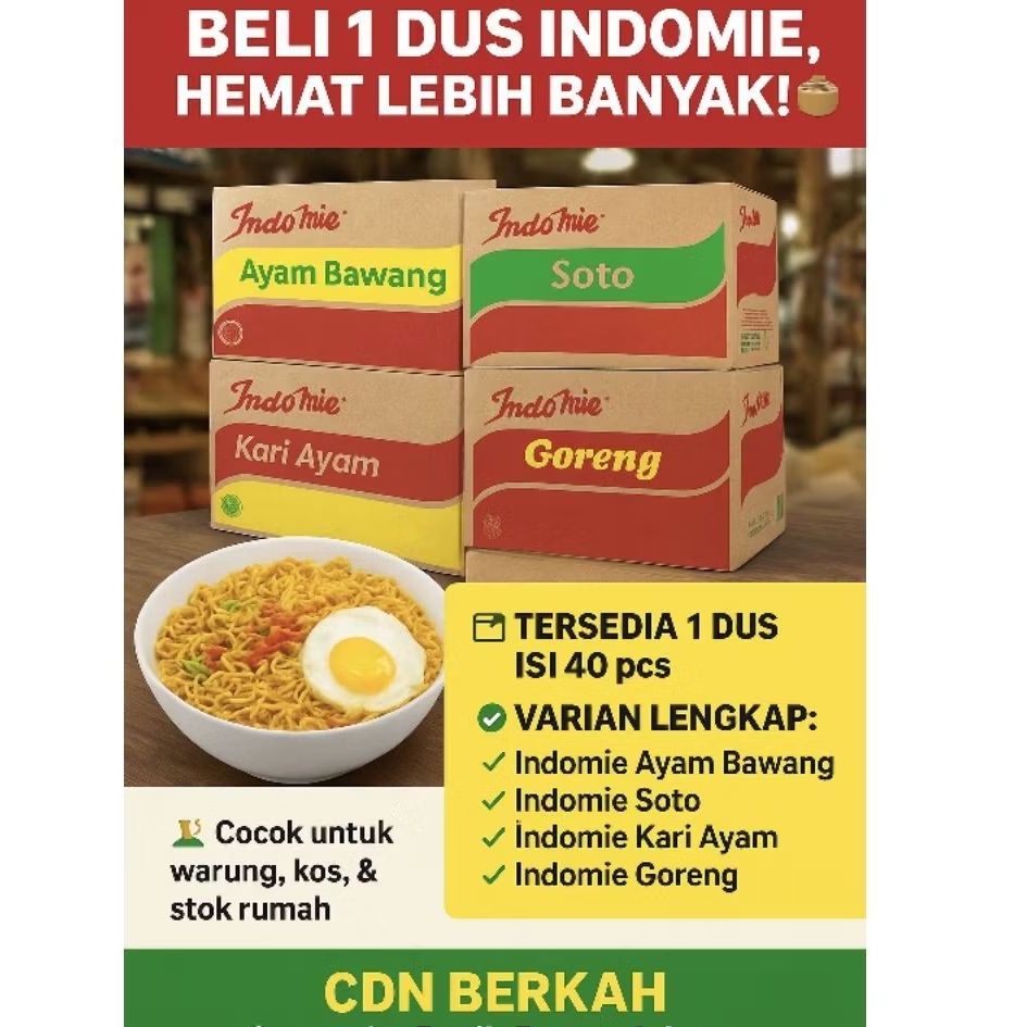 

INDOMIE 1DUS= 40PCS SIAP KIRIM INSTANT KURIR FAST DELIVERY