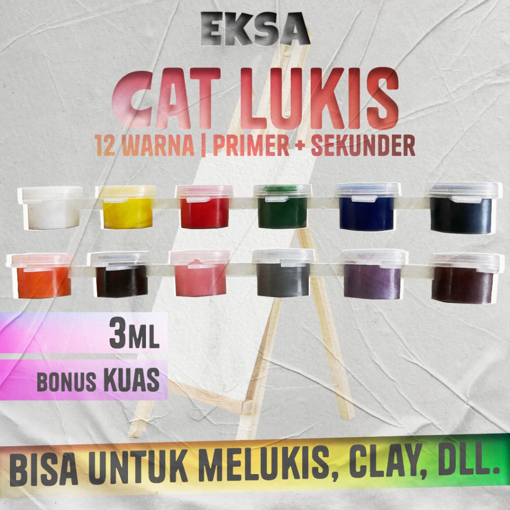 

Cat Lukis EKSA 3ml 12 Warna PRIMER & SEKUNDER BONUS Kuas Warna Cerah, Siap Pakai & Ramah Anak