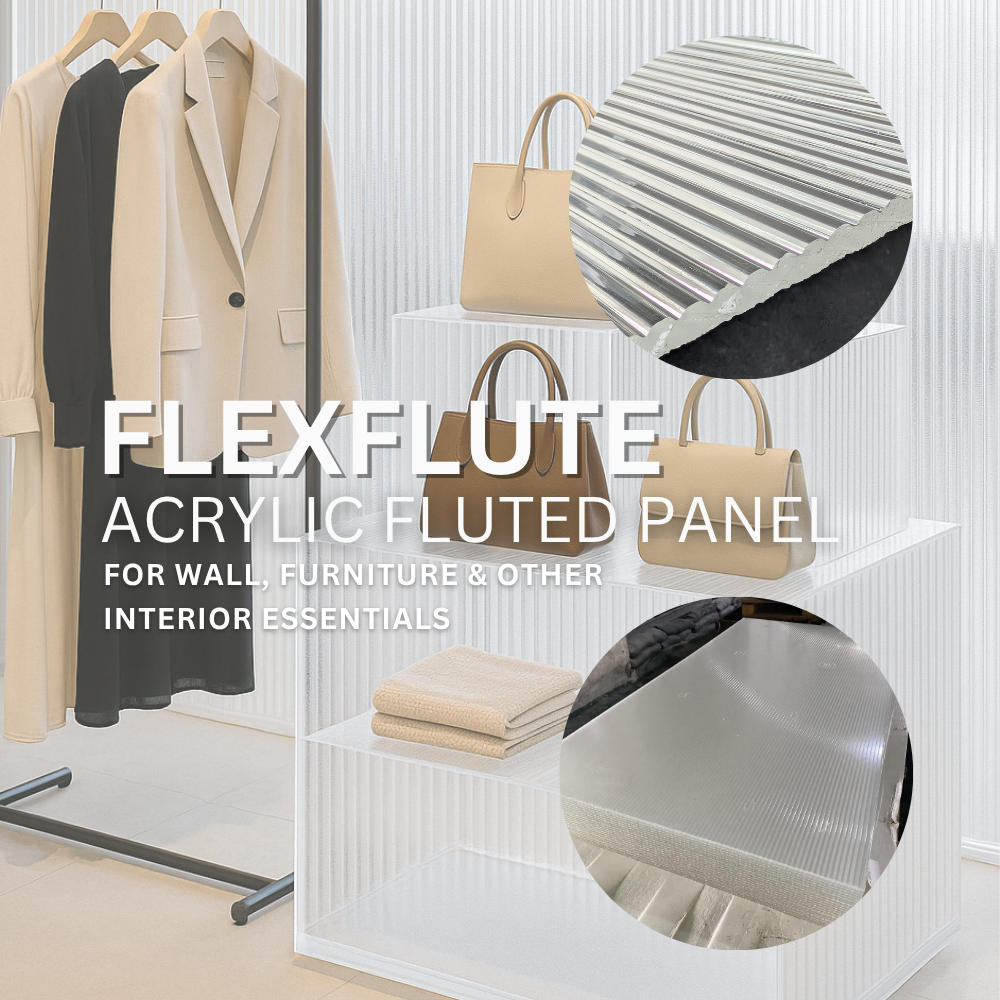 Acrylic Fluted Panel Akrilik Lembaran Bermotif Hiasan Pengganti Kaca