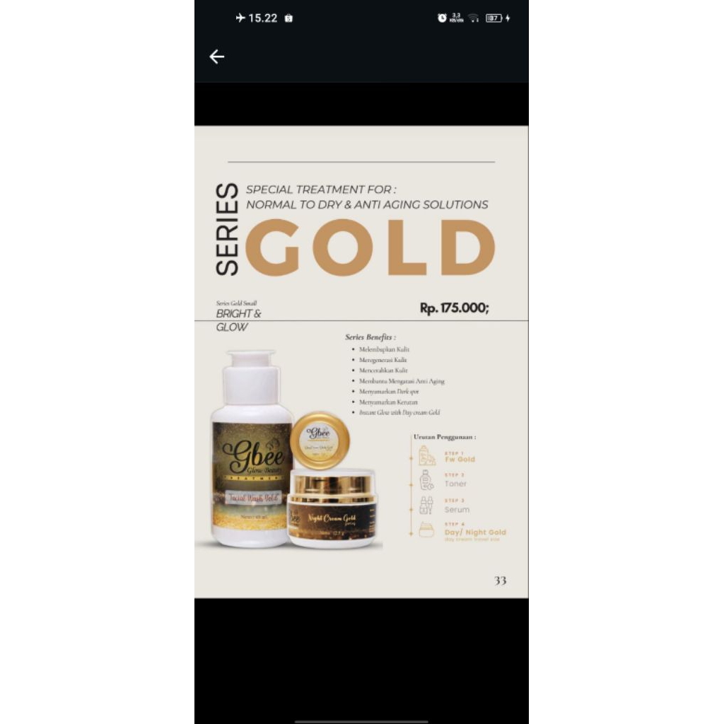 Gbee Glow Beauty Paket Kinclong Gold Small / Paket Skincare Kinclong Gold