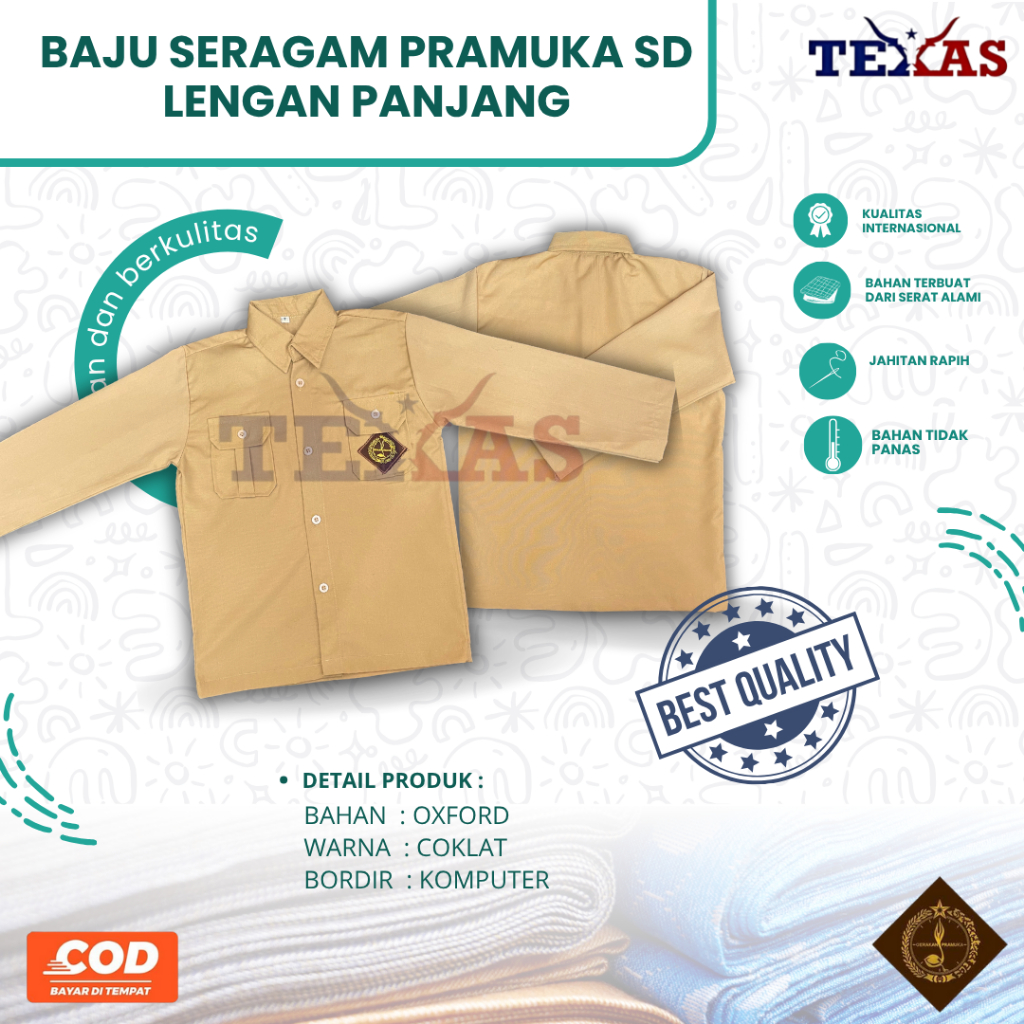 SERAGAM PRAMUKA SD | SERAGAM PRAMUKA SD LENGAN PANJANG | SERAGAM PRAMUKA SD MURAH
