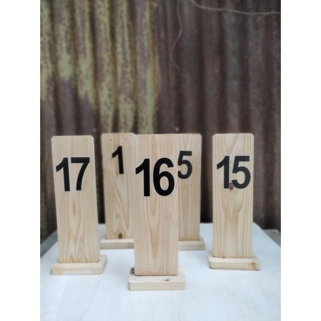 NOMOR MEJA KAYU JATI BELANDA T.30cm / NOMOR MEJA MAKAN / NOMOR MEJA CAFE & RESTO / CUSTOM