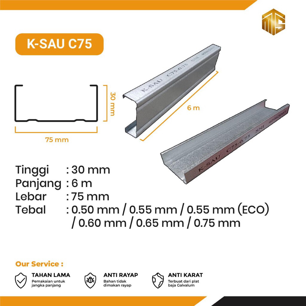 [BAJA RINGAN C75 K-SAU] Baja Ringan Kanal C/Baja Ringan Medan/Baja Ringan Murah/ Baja Ringan Promo