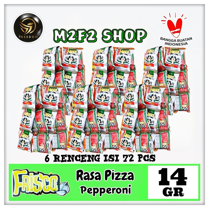 

Frisco Snack Pizza Pepperoni Flavour | Makanan Ringan Ekstrudat Sachet - 14 gr (Kemasan 6 Renceng)