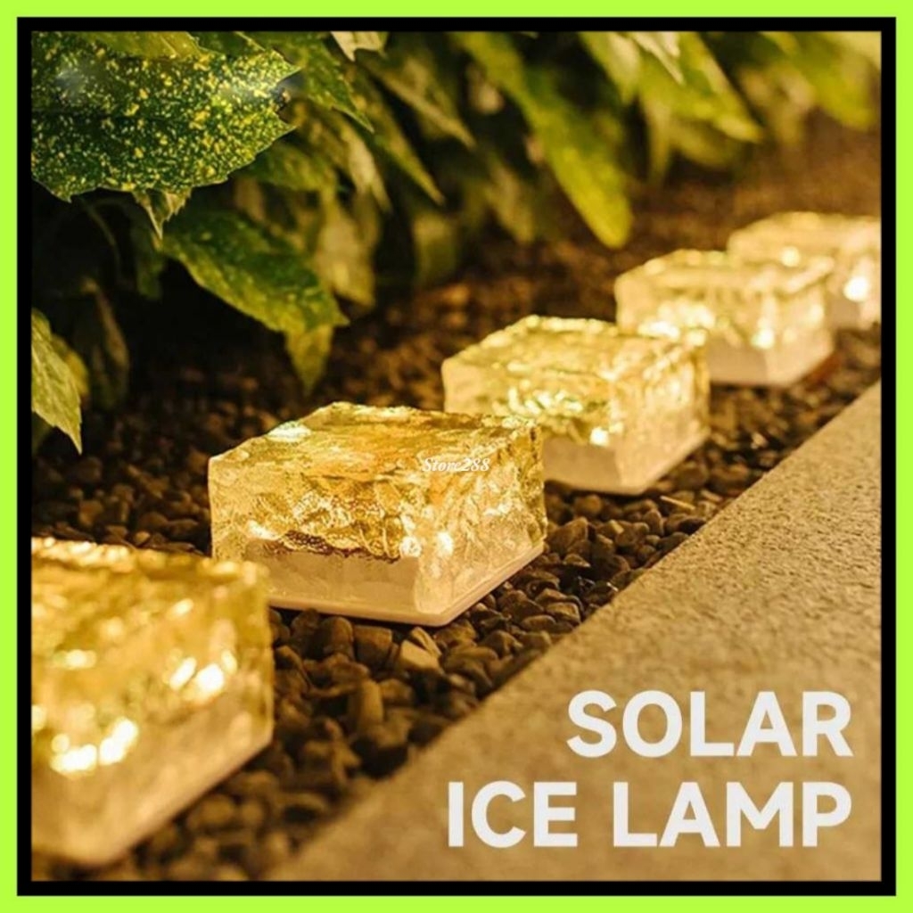 Armour&Danforth Lampu Taman Hias Tanam Ice Brick Solar Waterproof Lampu Lantai Dekorasi Outdoor