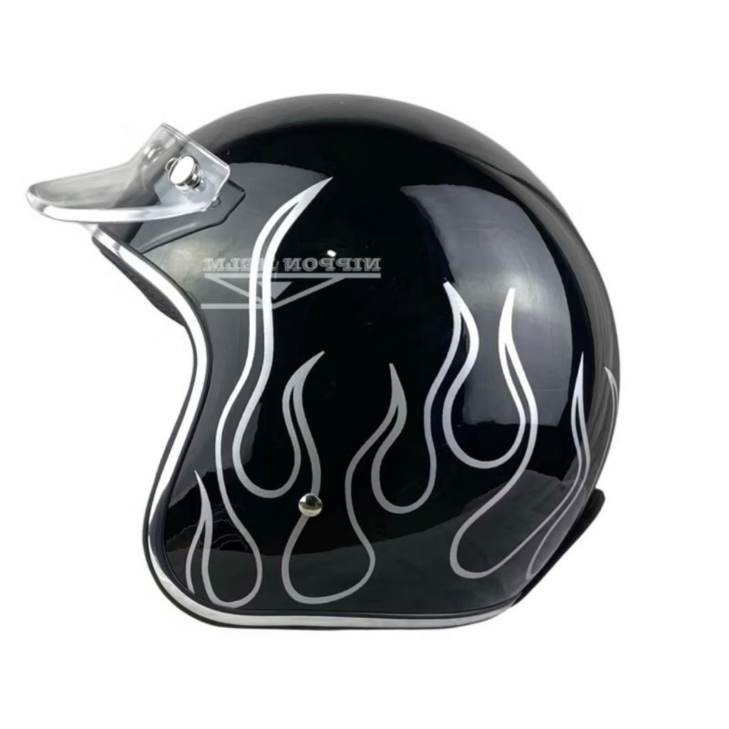 Helm Bogo List Chrome Pria Wanita Motif Api Motorcycle Helmet