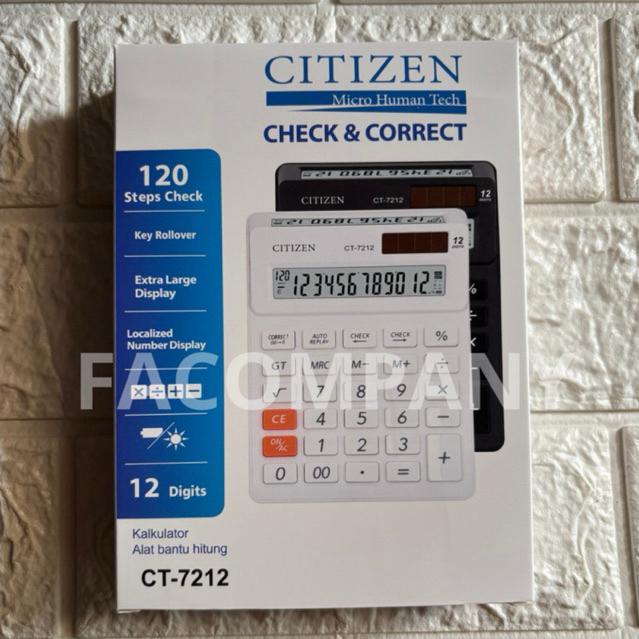 

TERMURAH‼️KALKULATOR DAGANG 2 LAYAR CITIZEN CT-7212 / 12 DIGIT