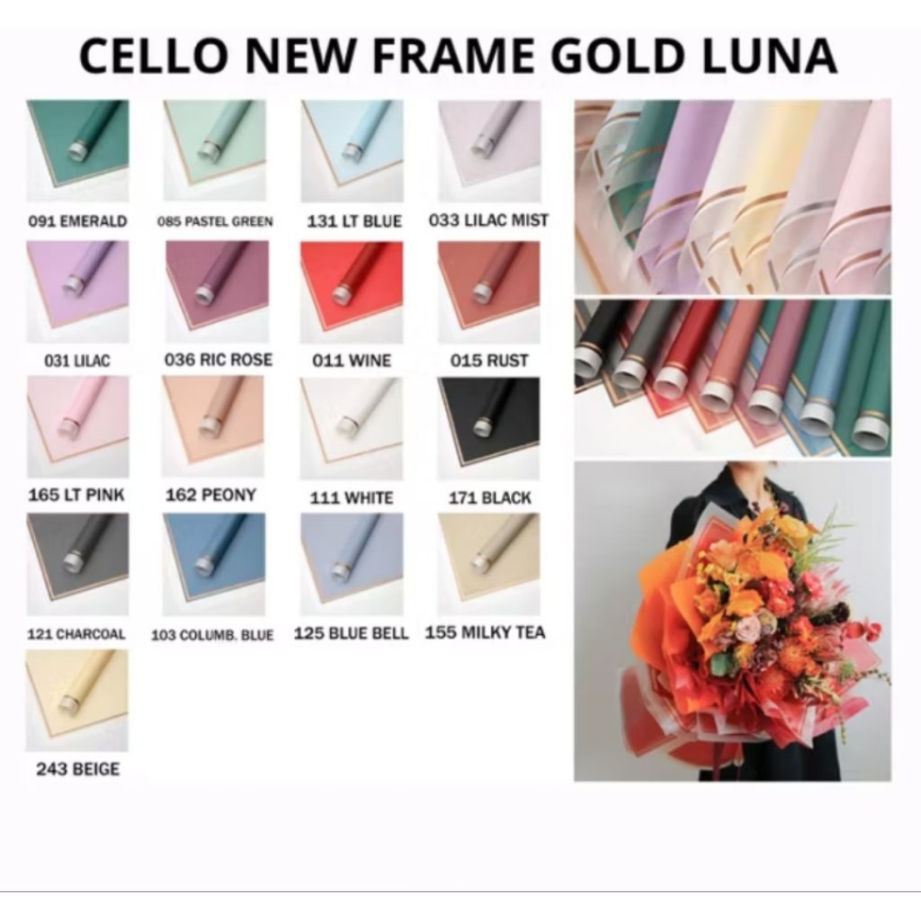 

( Pack ) Cellophane Kertas Buket New Frame luna Flower Wrapping