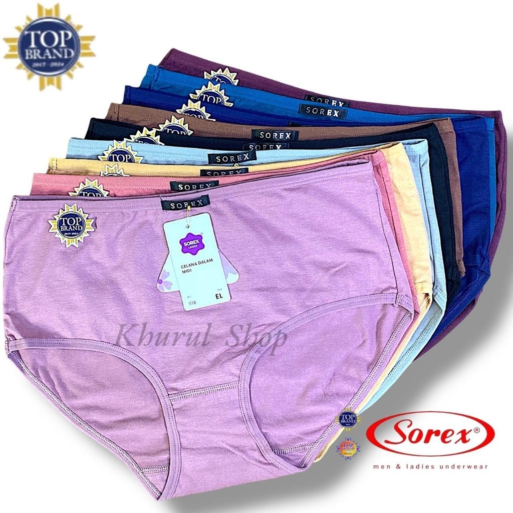 (3pcs) Celana dalam sorex 1178 - pakaian dalam wanita dewasa bahan katun pola polos warna karet ping