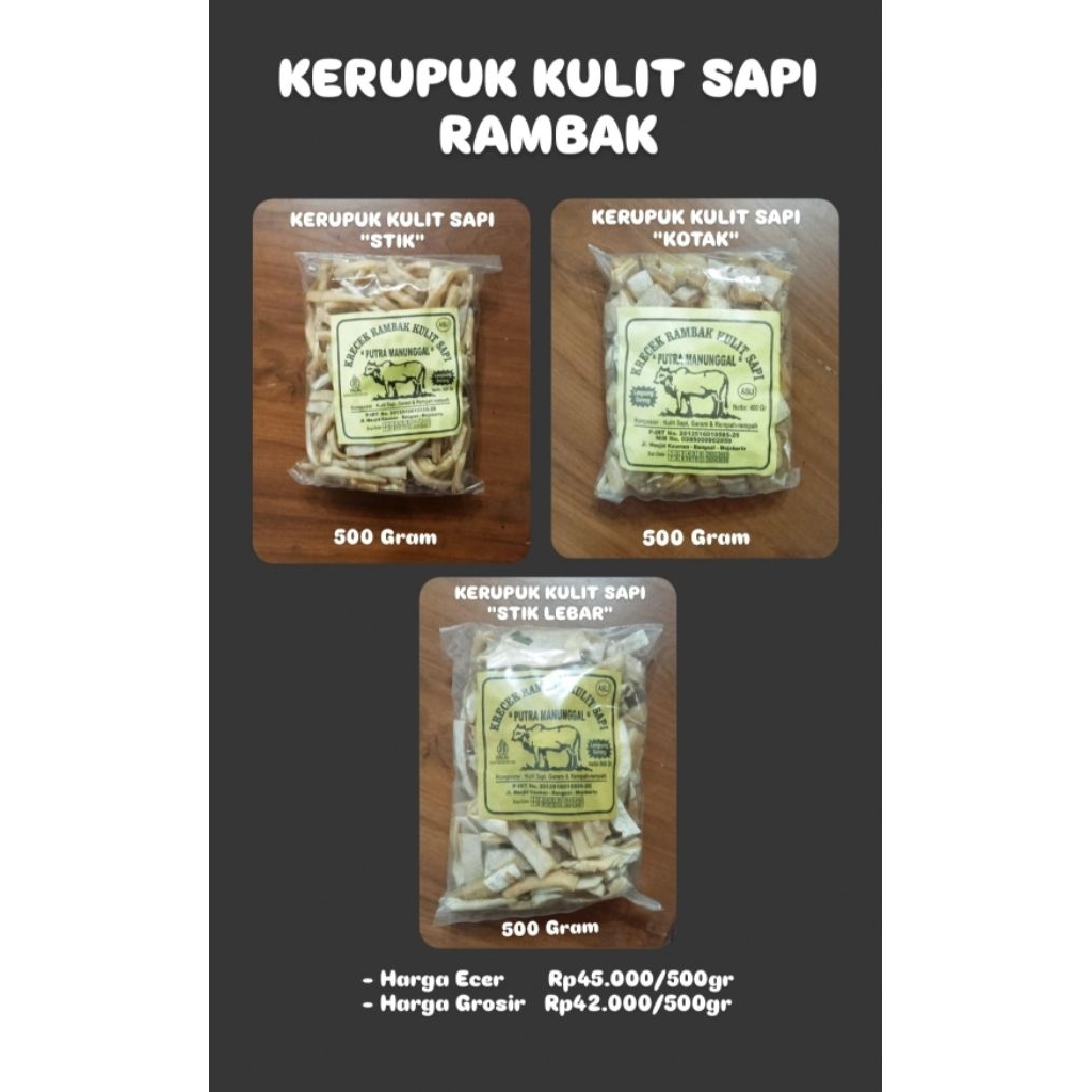 

KERUPUK KULIT SAPI RAMBAK 500 GRAM ECER