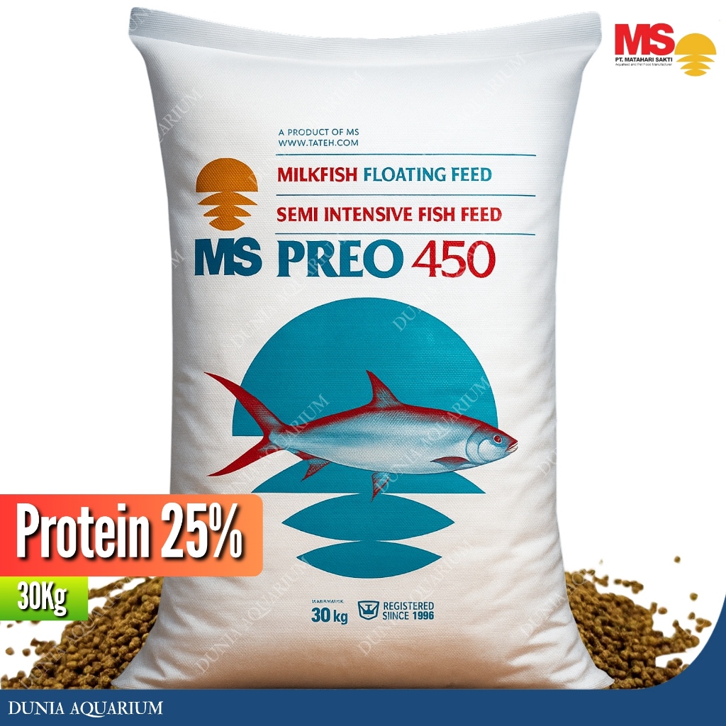 MS PREO 450 Pakan Ikan Protein 25% / Pakan Ikan Lele, Pakan Ikan Nila, Pakan Ikan Gurame, Pakan Ikan
