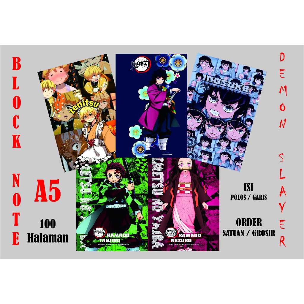 

BLOCK NOTE ANIME DEMON SLAYER A5 TEBAL 100 HALAMAN