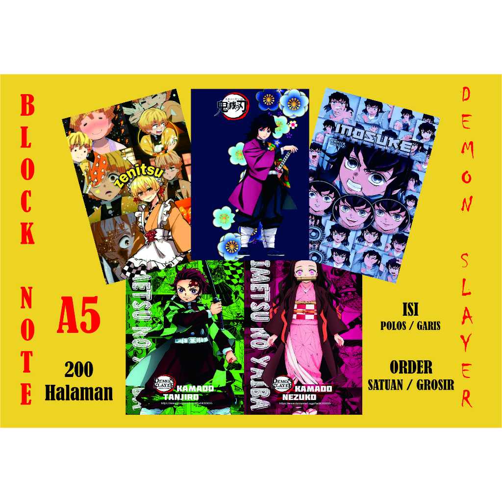 

BLOCK NOTE ANIME DEMON SLAYER A5 TEBAL 200 HALAMAN