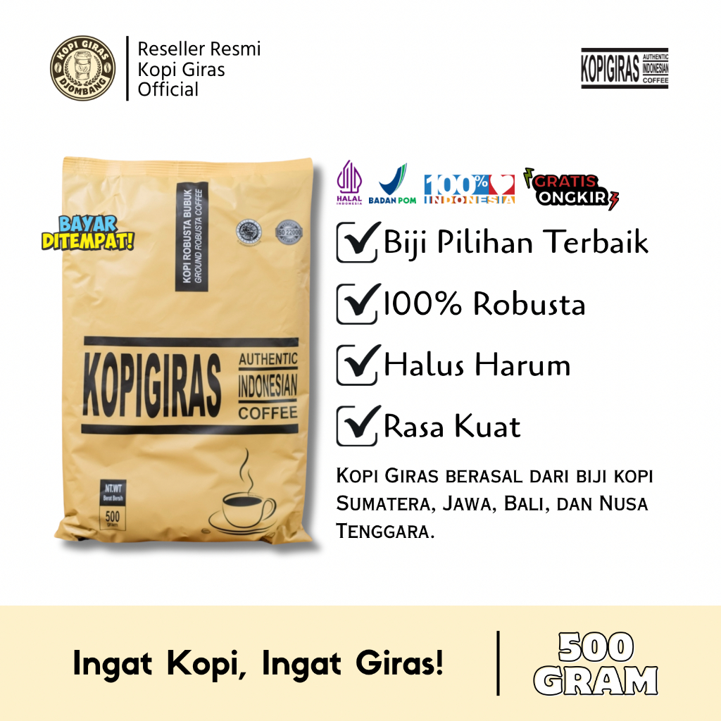 

KOPI GIRAS 500 GRAM - KOPI ROBUSTA ORIGINAL - KOPI HITAM BUBUK MURAH ENAK