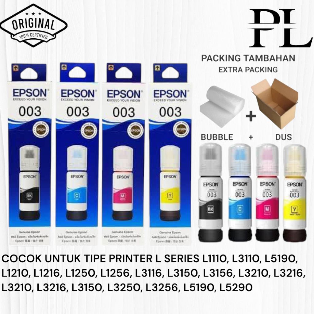 TINTA PRINTER EPSON L3210 ORIGINAL 1SET ISI 4 WARNA