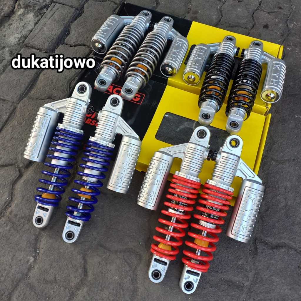 Shock KYB KYE Dobel Klik Biru Merah Hitam 320 340mm Skok Kayaba Kompetisi Detail Original