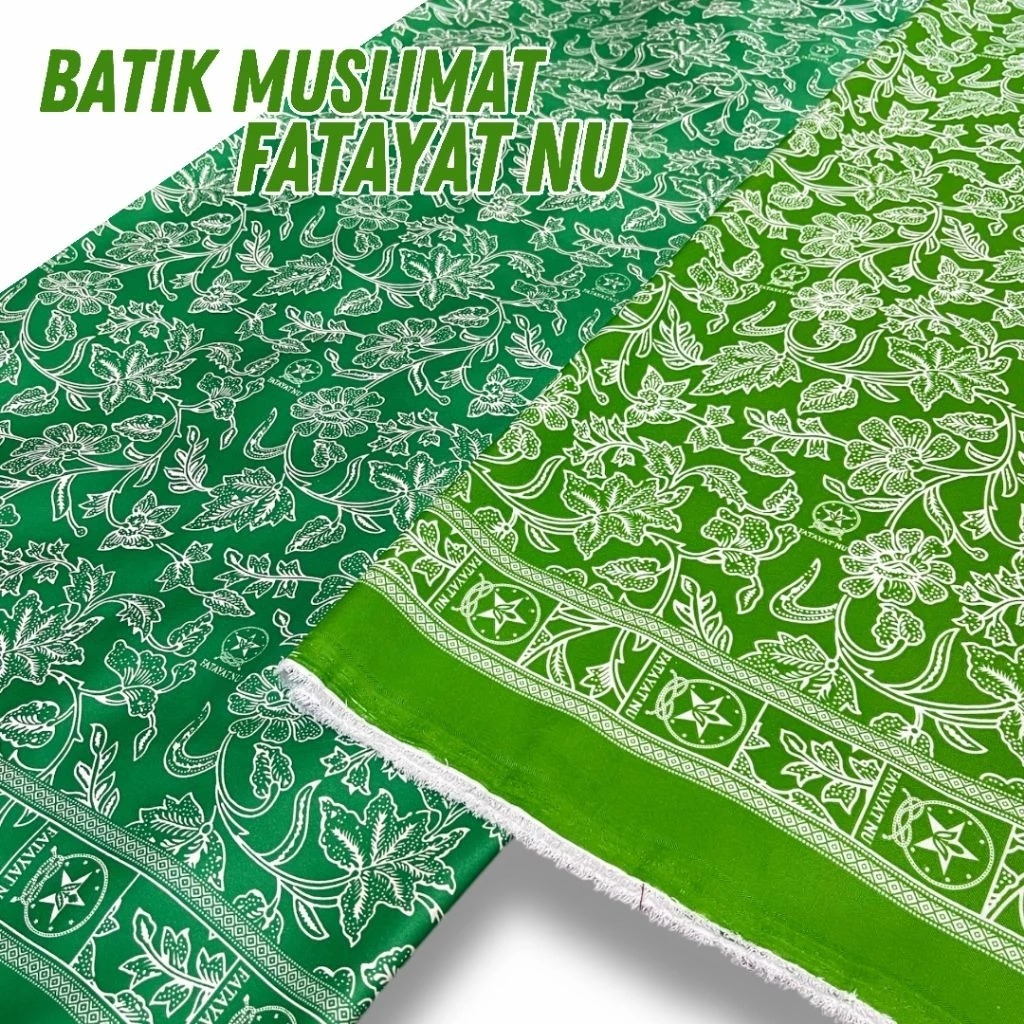 KAIN BATIK FATAYAT NU HIJAU BAHAN SUTRA DAN SANWOS BSY SERAGAM MUSLIMAT METERAN