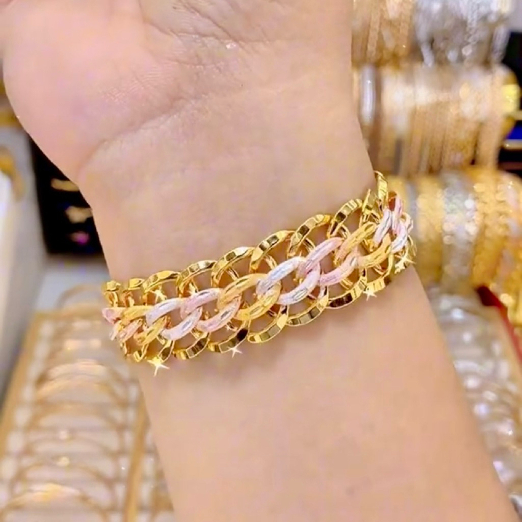 Gelang Tangan Rantai Coco Lipan Gold Kombinasi Lapis Emas Xuping Titanium Bracelets Trend Elegan Fle