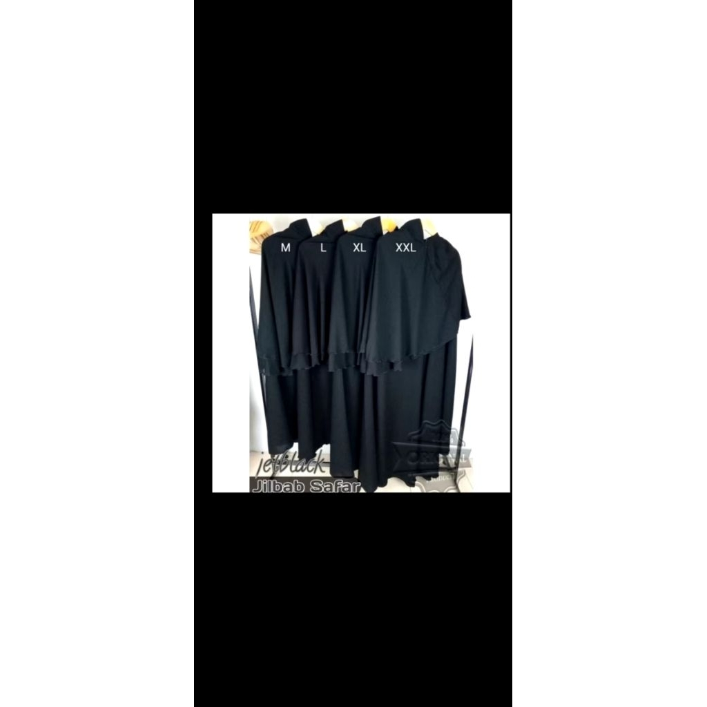 preloved jilbab safar purdah jetblack ukuran M dan xl