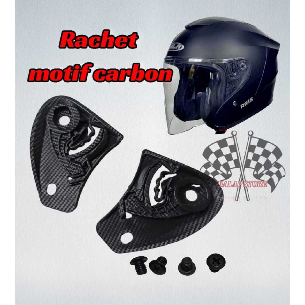 Rachet Helm MLA Phantom, mla St15, Rachet kaca Mla RR15, MLA Kairoz, Dudukan kaca helm Motif karbon