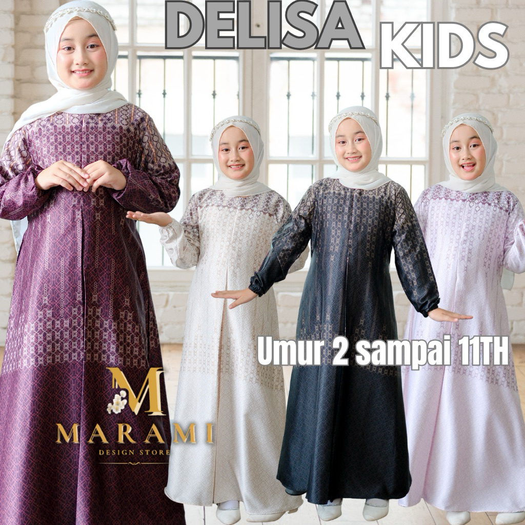 baju gamis dress anak anak bahan satin maxmara armany silk motif bunga umur 2 sampai 11 tahun