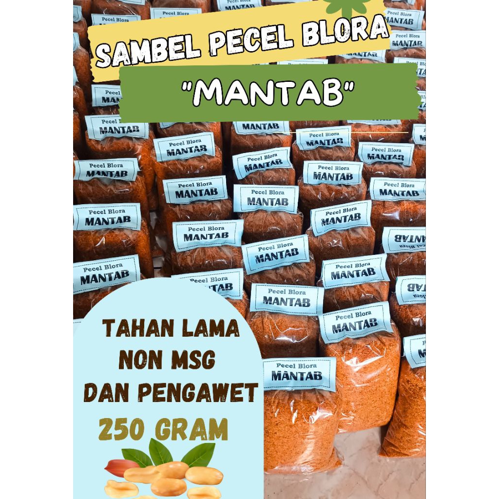 

SAMBEL PECEL ASLI BLORA "MANTAB" KEMASAN 250 GRAM 1 KG