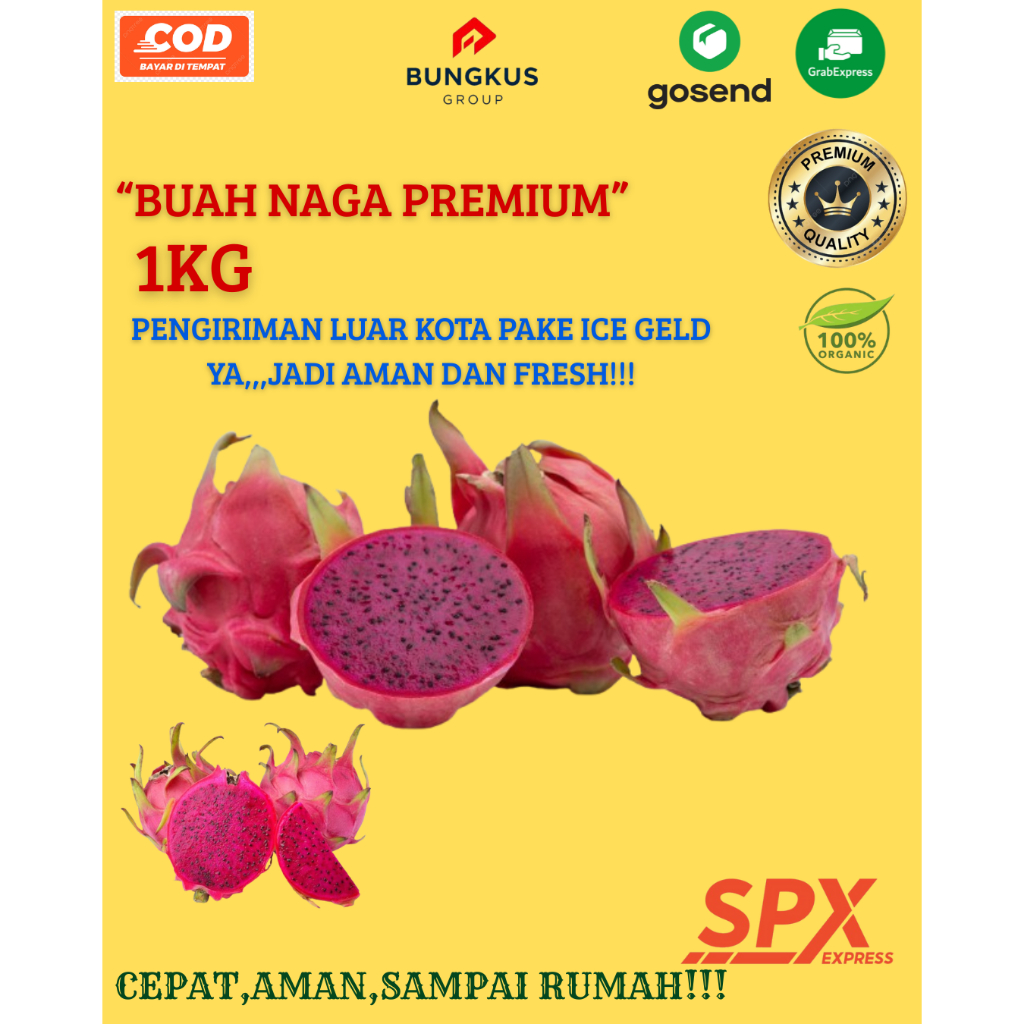 

KIRIM INSTANT BUAH NAGA MERAH Buah-Buahan Segar PREMIUM 1KG