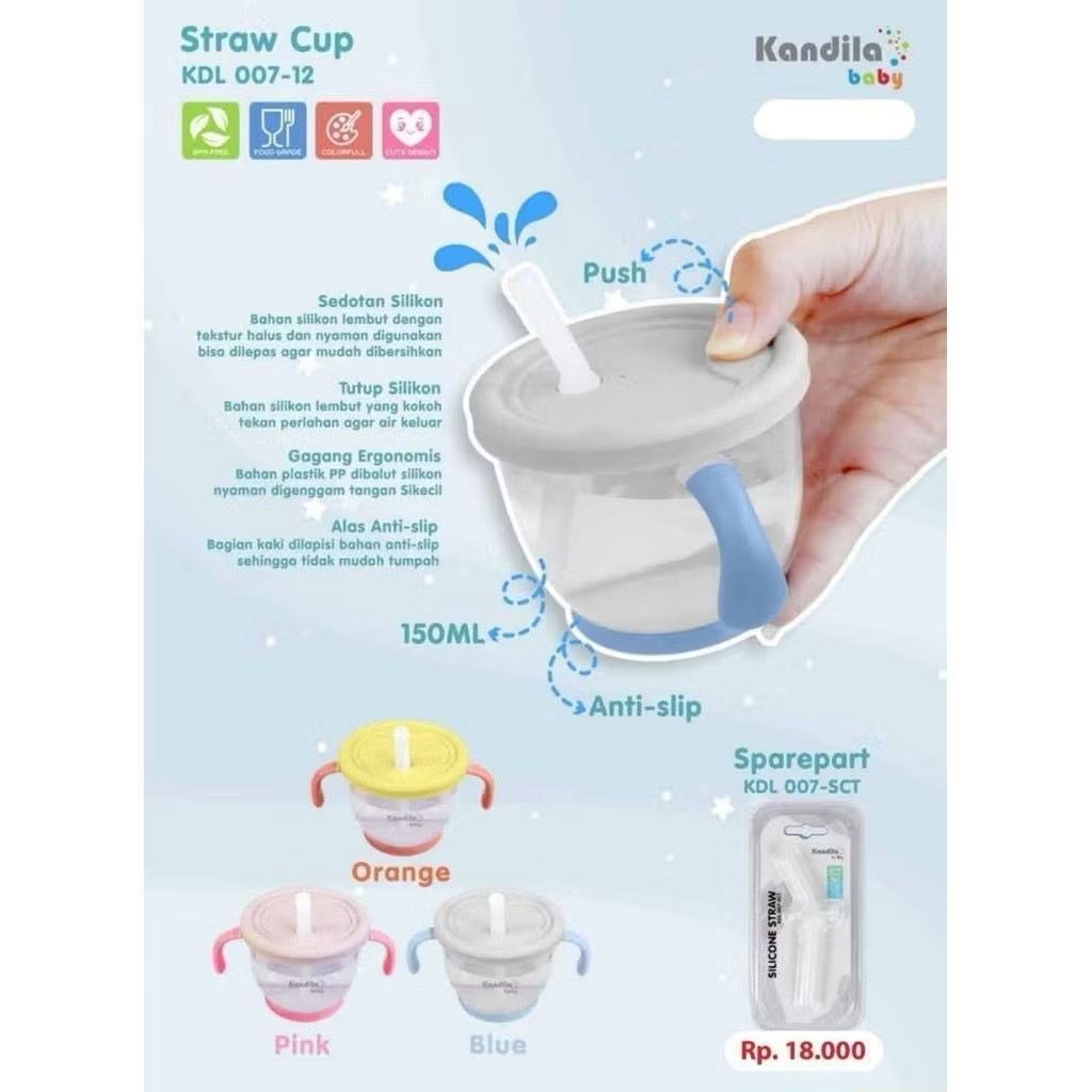 Kandila Baby Straw Cup KDL 007-12 Gelas Minum Anak Bayi 150ml KDL 007-12