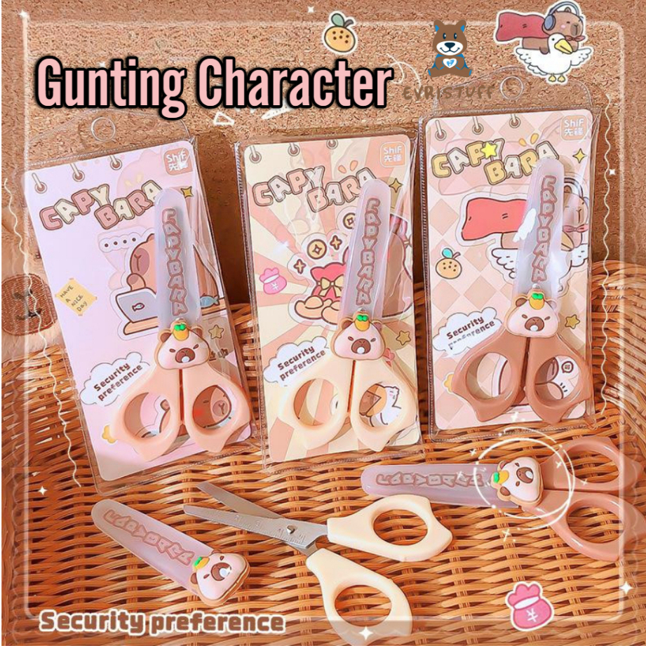 

Gunting Karakter Kartun dengan Pelindung Capybara Panda Lucu Sekolah Kantor