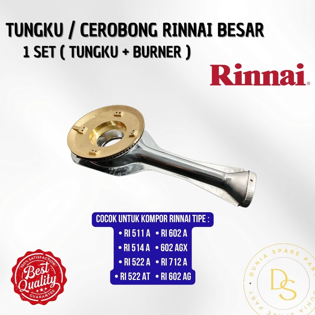 CORONG SET RINNAI 522 A / CEROBONG RINNAI BESAR PANJANG/ KOMPOR GAS 2 TUNGKU 1 TUNGKU