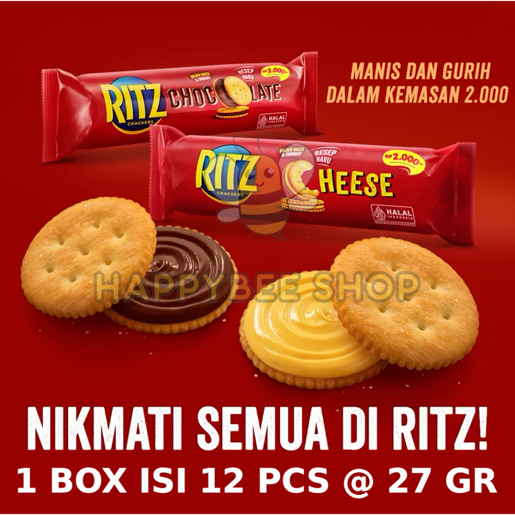 

Ritz Cracker Biskuit Sandwich Cheese | Chocolate [1 Box isi 12 Pcs @ 27 gr]