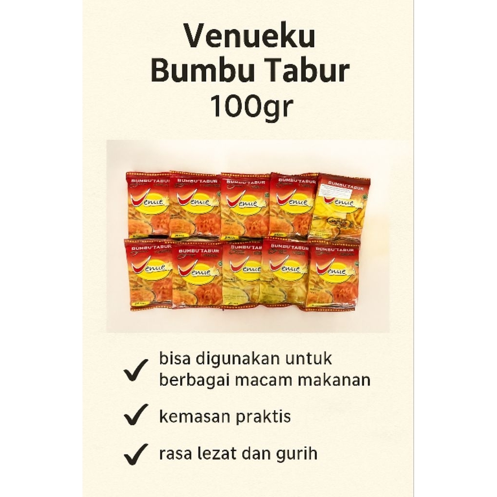 

Venueku Bumbu Tabur 100gr – Aneka Rasa Gurih & Lezat | Cocok untuk Camilan, Kentang, Makaroni, Popcorn