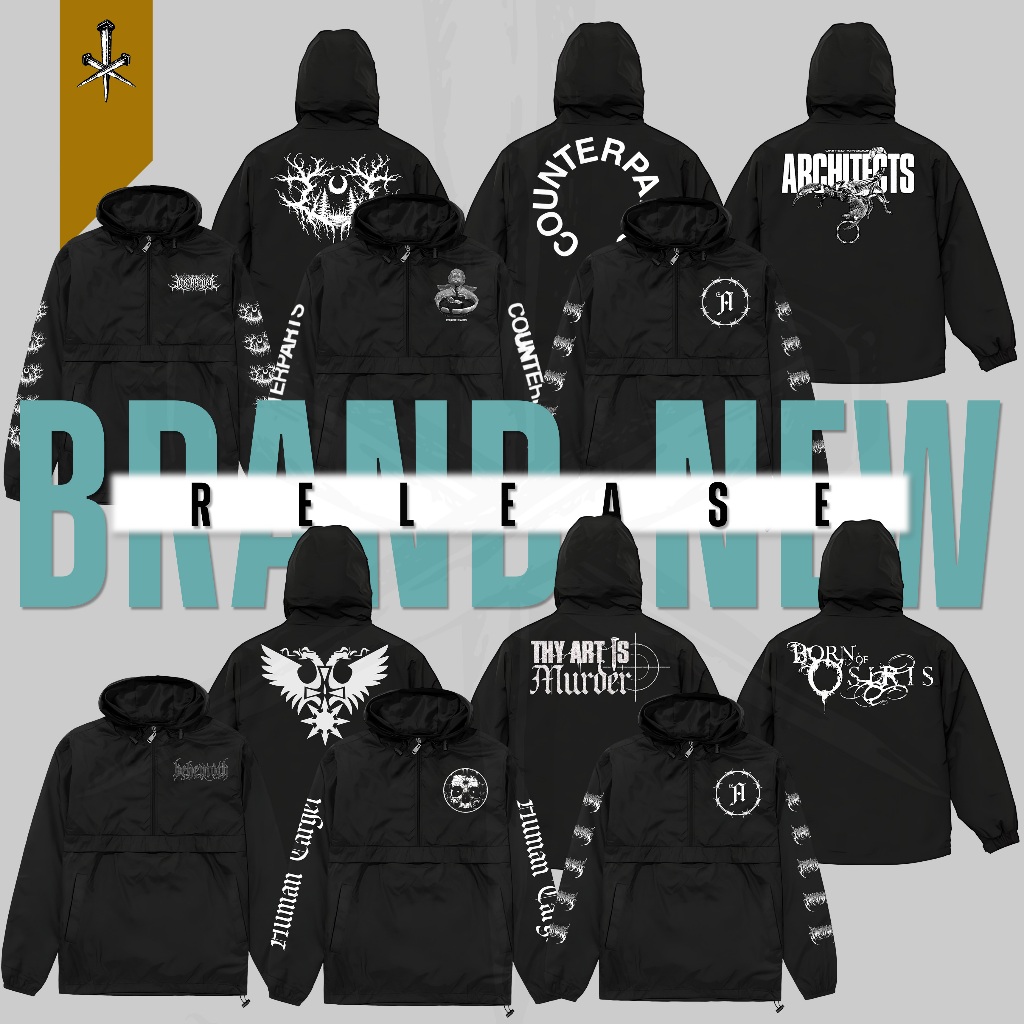 Jaket Hoodie Cagoule Musik Metal COUNTERPARTS Hitam Pria Wanita