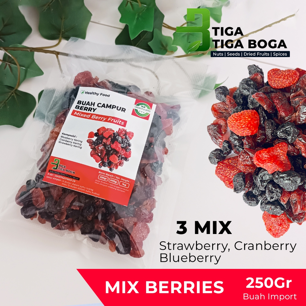 

Mix Berries 250 Gram / Mix Dried Fruits Campuran Buah Kering Strawberry Cranberry Blueberry