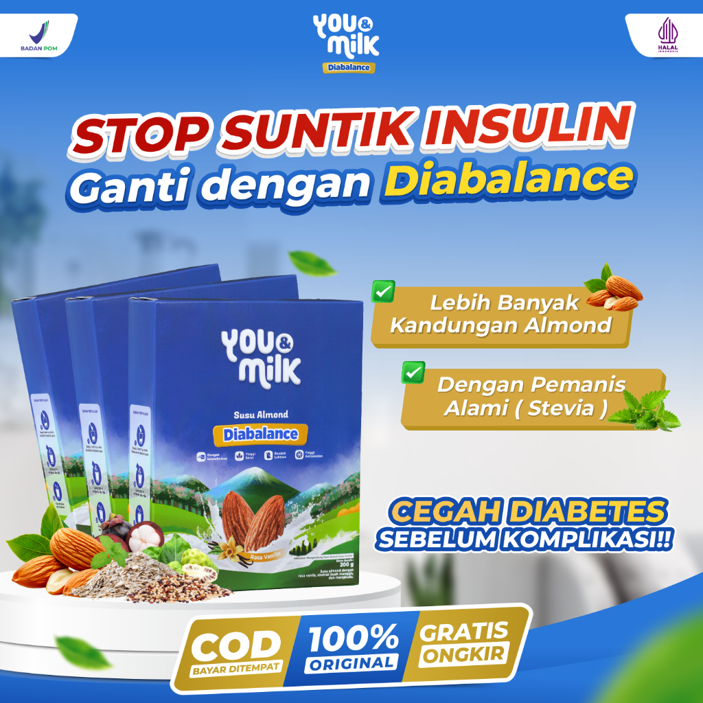 

YOU & MILK DIABALANCE 3 BOX Susu Herbal Cegah Diabetes Bebas Gula Darah Kesehatan Jantung Gula Alami
