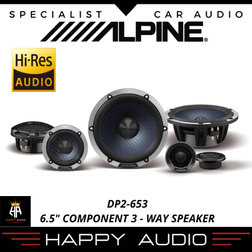 Alpine DP2-653 Speaker Mobil 3-Way Komponen Seri Digital Precision (DP) Hi-Res Audio Midrange 3.5 In
