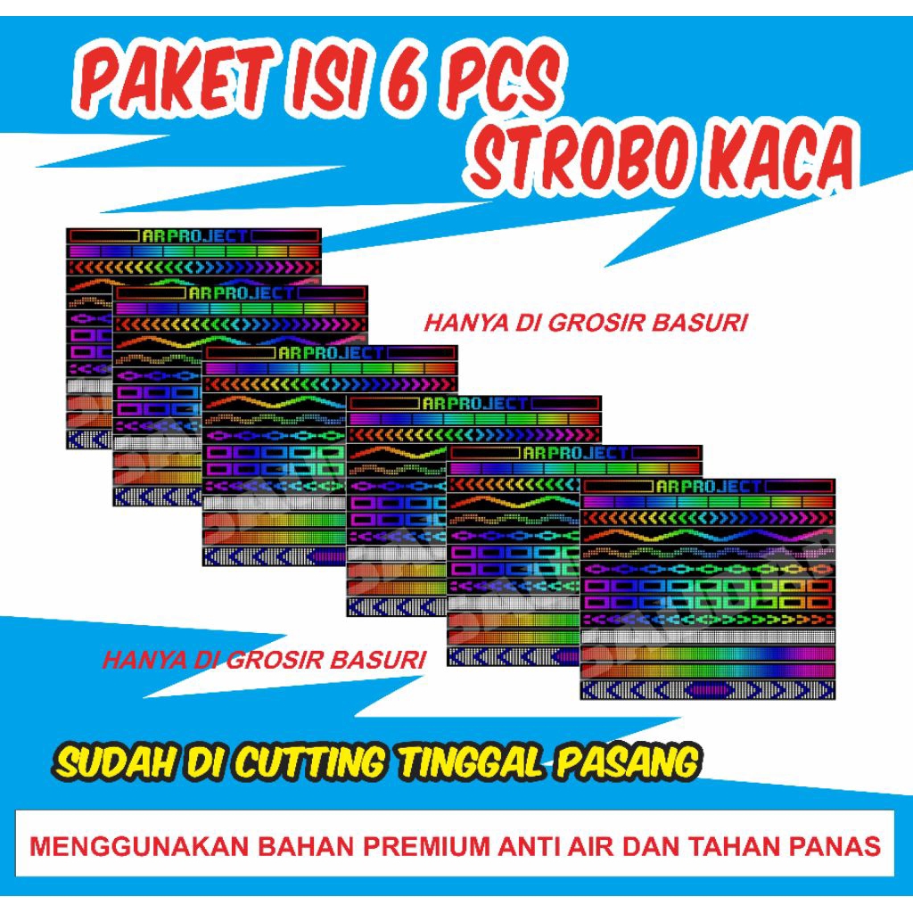 stiker strobo running text (paket isi 6 pcs ) untuk miniatur bus plastik