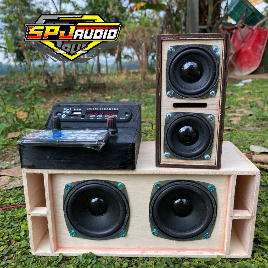 Paket Sound Miniatur Fullset Box SPL Double 3 Inch dan Line Array 2 Inch Plus Speaker Lengkap Amplif