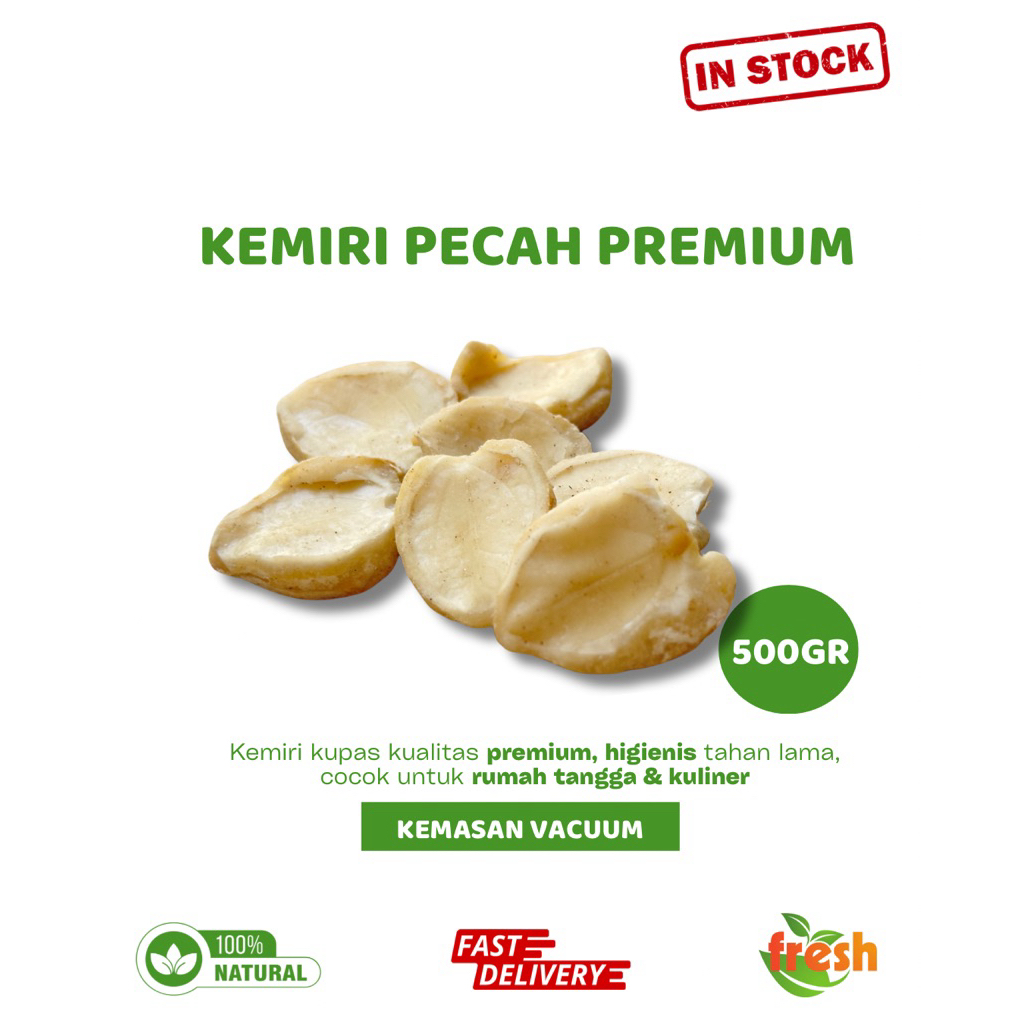

Kemiri Pecah Premium berat 500gr – Wangi, Bersih, Ready Stock!