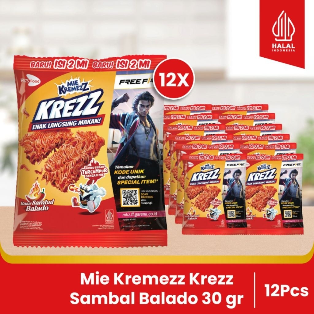 

Paket Bundling 12 - Mie Kremezz Krezz - Sambal Balado - 30gr - 12 Pcs