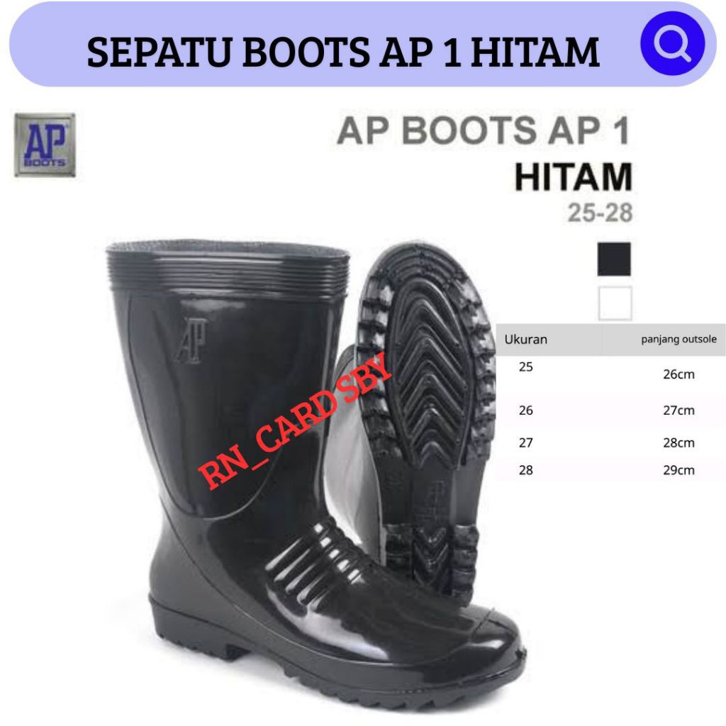 SEPATU AP BOOT AP 1 HITAM  || SEPATU BOOTS PRIA WANITA HITAM  || SEPATU BOOT PENDEK TAHAN AIR & ANTI