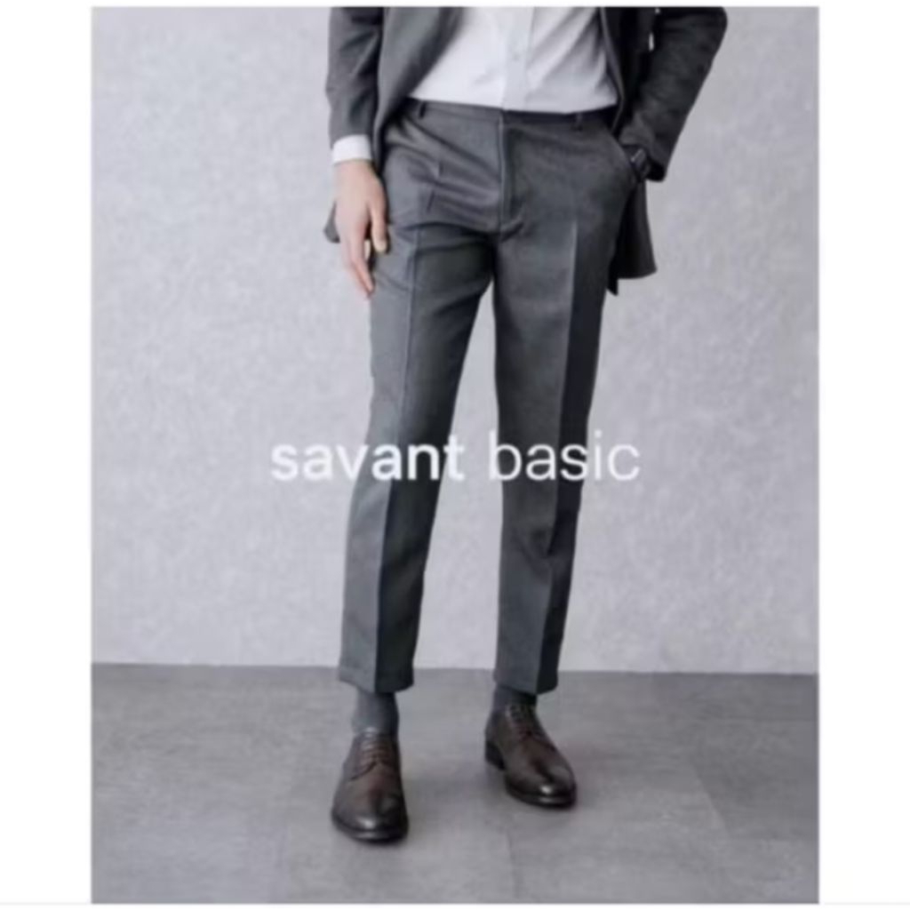 Preloved basic anklepants savant basic celana kerja kantor pria formal abu tua size m (30-31)
